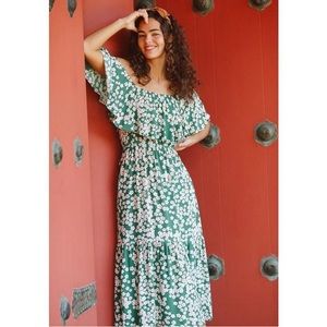 Fighting Eel Green Floral Maxi Dress